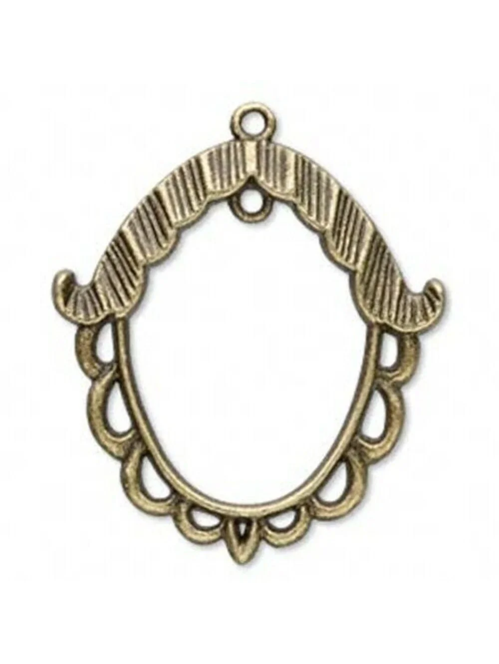 Edgy Steampunk Antiqued Brass Pewter 10-Loop 34x33mm Oval Drop Pendant Finding
